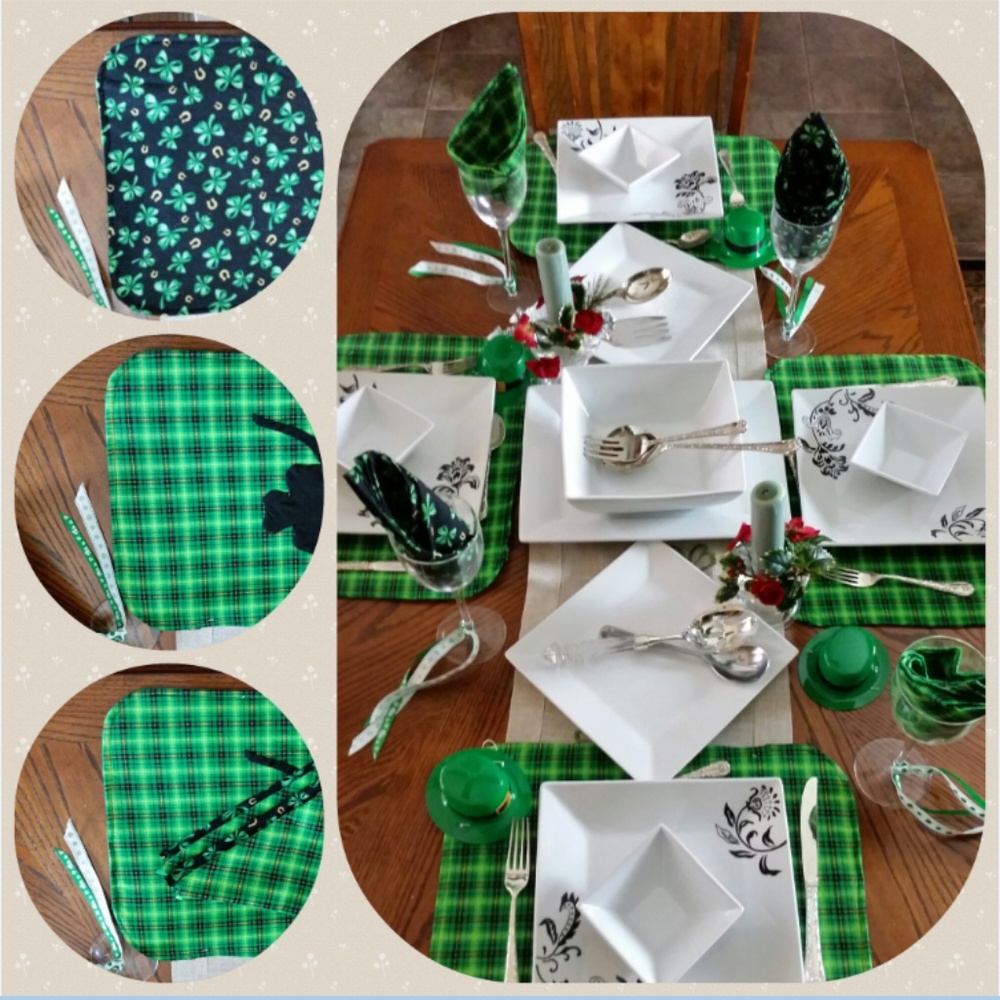 Green. Luck of the Irish -  4 Place Table Setting